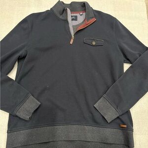 [6/US:XXL] Ted Baker Men's Navy Gray 1/4 Zip Pullover Sweater